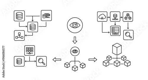 Eye with data flow and cubes.