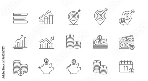Business finance icons and symbols.