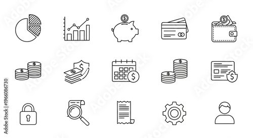 Business finance icons and symbols.