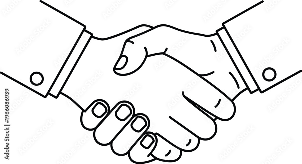 Fototapeta premium A symbolic handshake illustration representing agreement partnership and trust in a business context