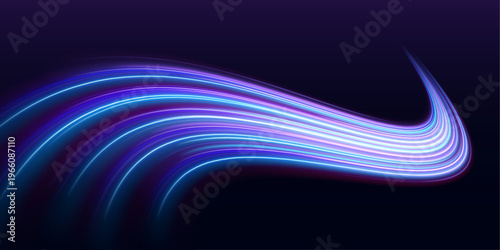 Glowing lines form elegant flowing motion patterns. Gentle curves add softness and balance.