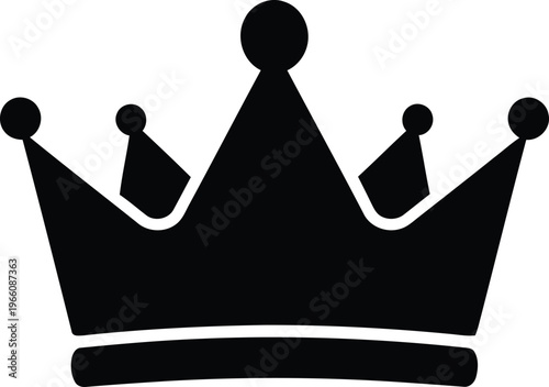Elegant black crown icon symbol of royalty and power
