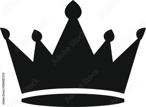 Elegant black crown icon symbol of royalty and power