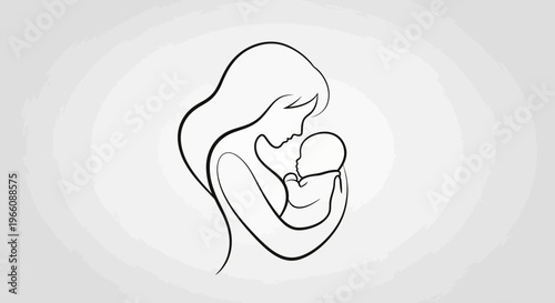 Mother holding newborn baby close.
