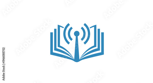 Open Book with Radio Waves Icon.