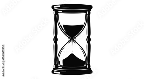 A striking black silhouette of an hourglass displaying the passage of time with sand nearly depleted silhouette high quality professional detailed