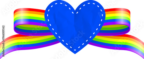 Blue Heart Center on Rainbow Bow Banner for LGBTQ+ Pride