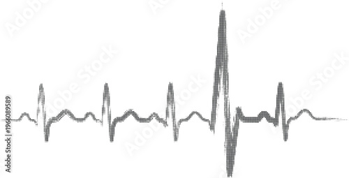 High-frequency heart rate pulse halftone design concept with dots texture for athletic and intensive care monitoring.