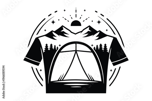 Dramatic High Contrast Silhouette of a Mountain Horizon Through an Open Tent Entrance