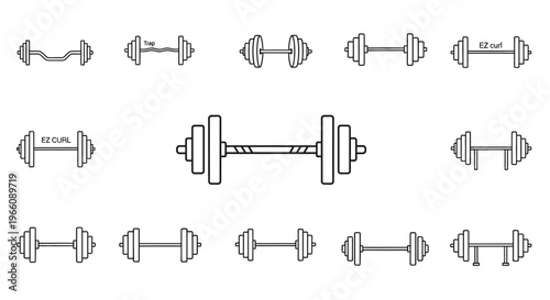 Dumbbells in various positions shown.