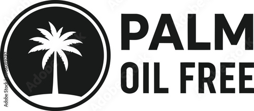 Palm oil free logo with palm tree icon