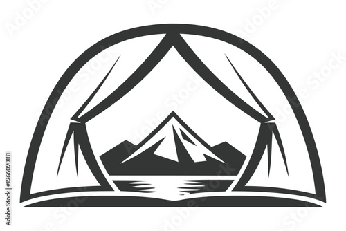 Generic Camping Tent Open Door Silhouette Graphic for Outdoor Signage