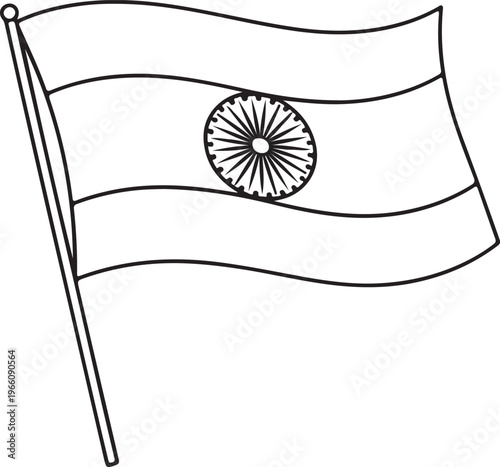 Proudly Waving India National Flag on Pole Displaying Ashoka Chakra