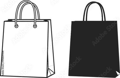 Two paper bags with handles illustration