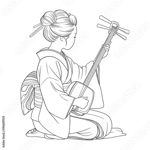 A woman in a long dress and bonnet holding a wreath in a field isolated on white background, Vector