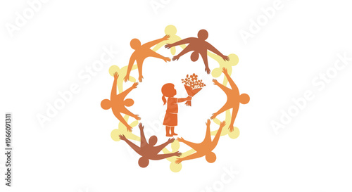 Diverse people holding hands together.