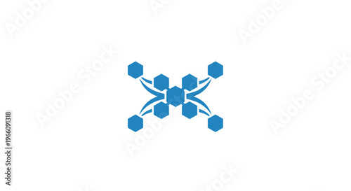 Drone with multiple blue propellers.