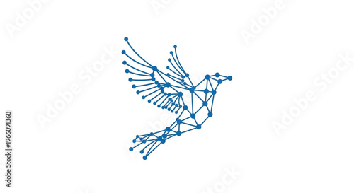 Geometric blue bird in flight.