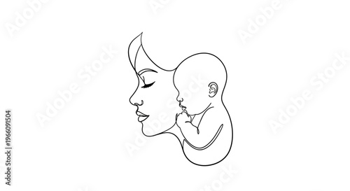 Mother and baby profile faces.