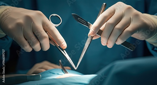 Surgeons performing a delicate operation in a sterile operating room focusing on precision and patient care.