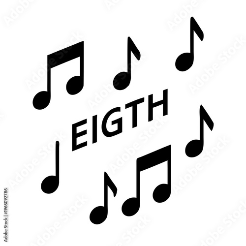 Eighth note musical symbol with black notes