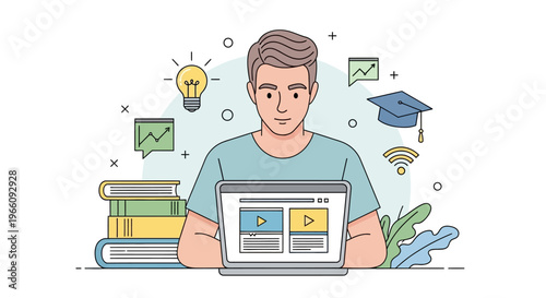 Man sitting with laptop computer.