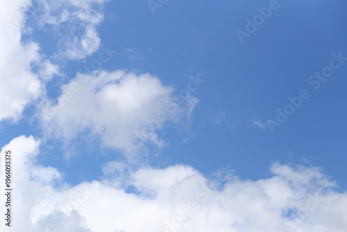 Blue sky with white clouds in the daytime background.