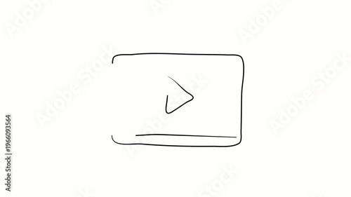 Watching videos online, monitor, video player. Contour drawing, silhouett animation. Continuous line. Isolated on white. Video 4k object illustration self-drawing. Object construction. Minimalist cont