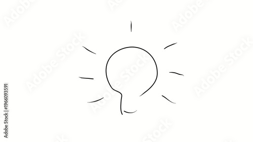 Light bulb, lighting, electricity, light, idea. Contour drawing, silhouett animation. Continuous line. Isolated on white. Video 4k object illustration self-drawing. Object construction. Minimalist con