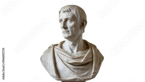 Foto Ancient Roman marble bust of Emperor Augustus looking right, isolated on transpa