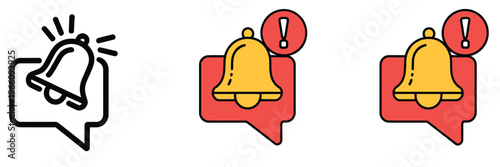 Notify Icon Multiple Style, Notification Symbol Collection, Alert Icons, Reminder Illustration, Messaging Graphic, Push Notification Concept