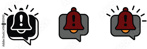 Notify Icon Multiple Style, Multi-Style Notification Icons, Alert Symbol Pack, Reminder Illustration, Communication Graphic