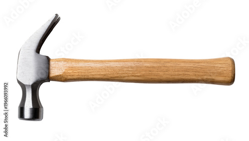 Foto Polished steel claw hammer with a wooden handle, isolated on transparent backgro
