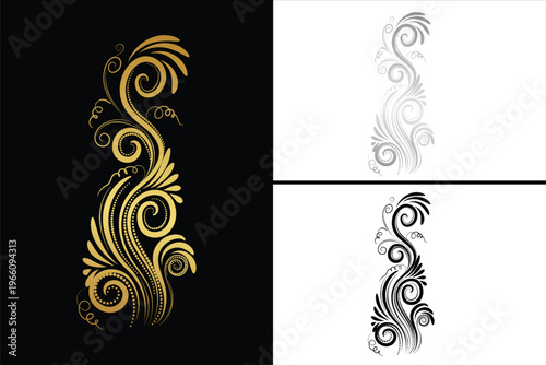 Elegant hand-drawn dividers and decorative borders set
Gold, Silver, Black & White