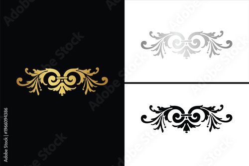 Ornament vector Gold, black and Silver
