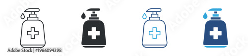 Hand Sanitizer Icon Set, Hygiene and Health Protection Symbols, Vector Illustration