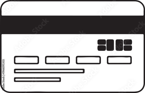 Minimalist black credit card icon set on white background for financial design