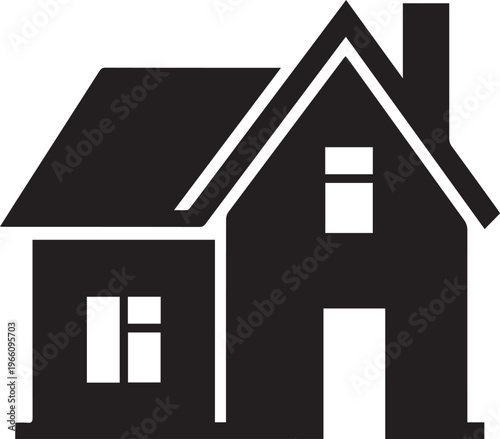 Minimalist Suburban Residential House Silhouettes isolated