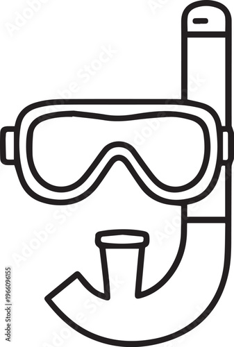 A detailed line drawing of scuba diving equipment, emphasizing adventure and exploration for aquatic experiences.