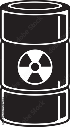 Hazardous waste symbol on industrial barrel, representing the potential danger and environmental implications of chemical storage and disposal.