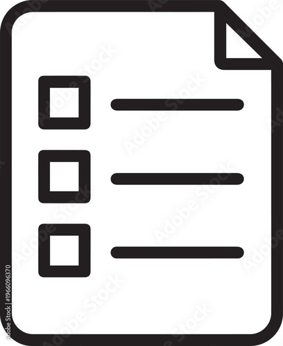 Simplified document icon, meticulously designed for clarity and ease of recognition. perfect for illustrating concepts related to paperwork, tasks, or information. 