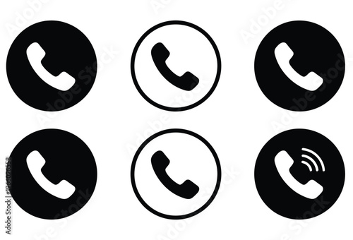 Phone Call Icon Accept And Decline, Telephone Symbol Set, Call Management Icons, Incoming And Outgoing Call Illustration, Mobile Communication Graphics, Answer Reject Buttons,
