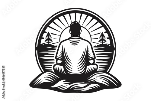 Black and white silhouette of a person sitting on a chair, concept of waiting or resting in an office