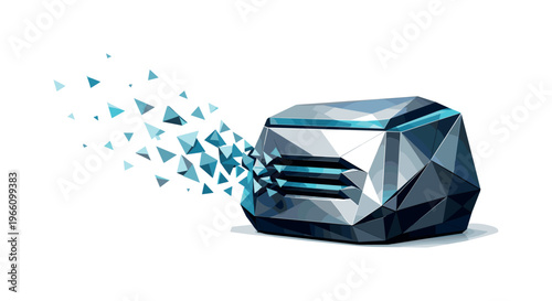 Low-poly vector illustration focused on air sensor pulse showing the setup moment before detection, geometric air sensor device