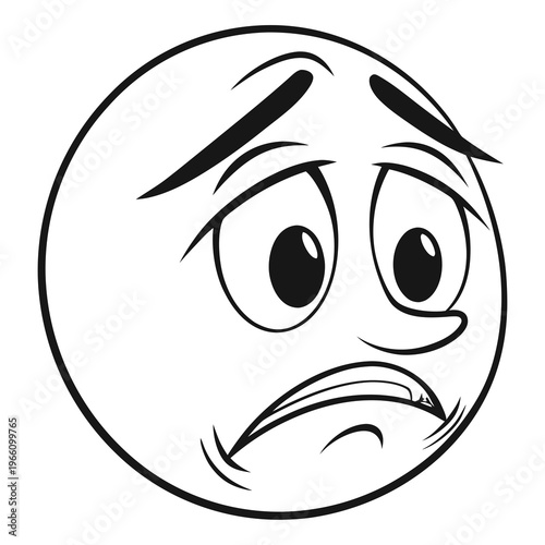 Sad face emoji with frowning mouth and raised eyebrows