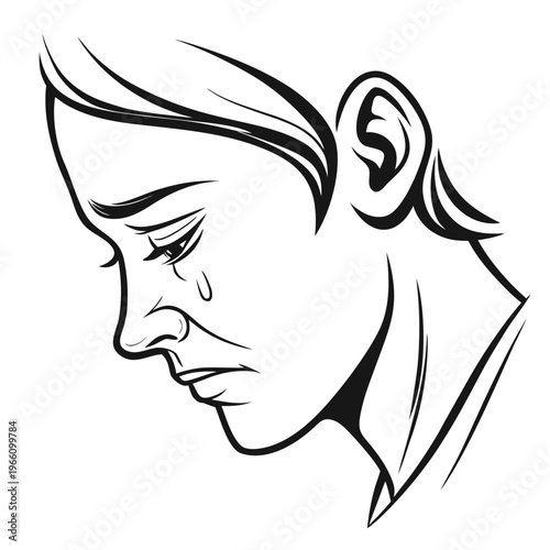 Sad woman crying with tears streaming down her face sorrow grief