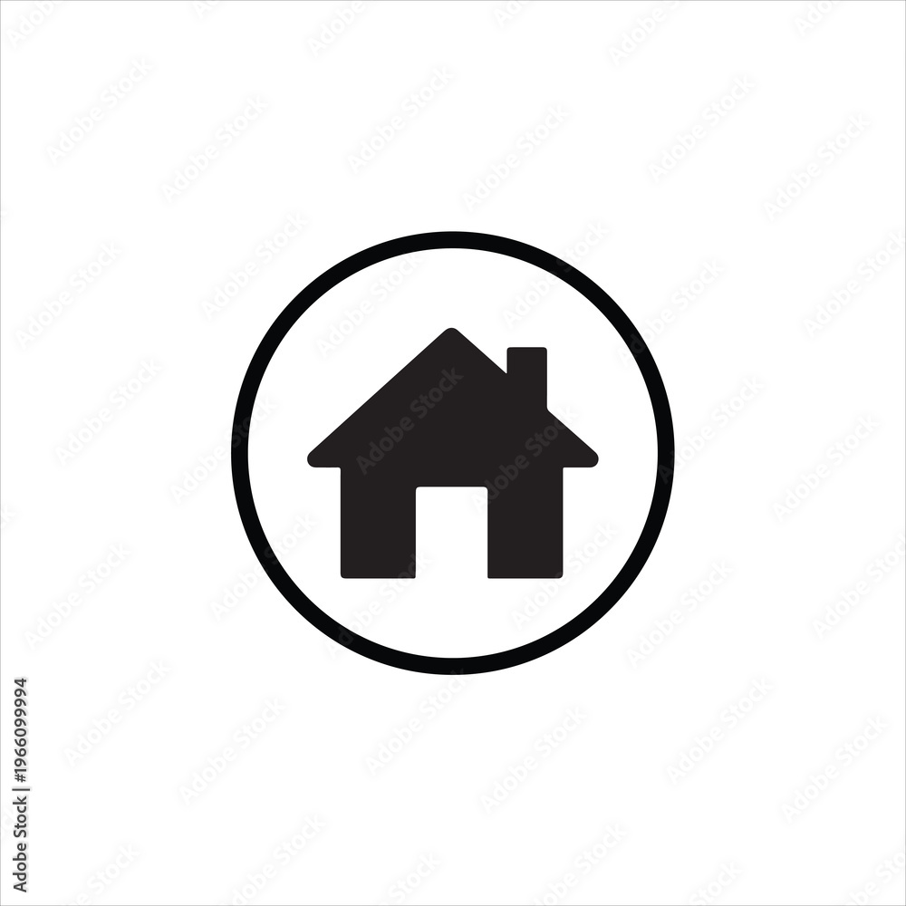 Fototapeta premium Home icon in a circle, house symbol for website homepage.