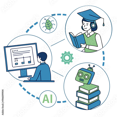 Ai in education concept with robot and student artificial intelligence