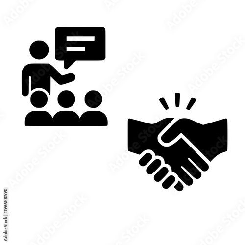 Customer service agent assisting clients with speech bubble feedback concept