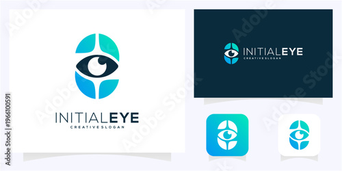 Minimal letter Z initial with Eye logo design idea. Abstract vision monogram gradient icon symbol.